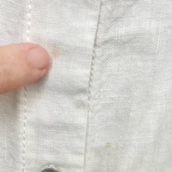 SALE! Tahari White & Grey Linen Button - Down Shirt. - Picture 3 of 7